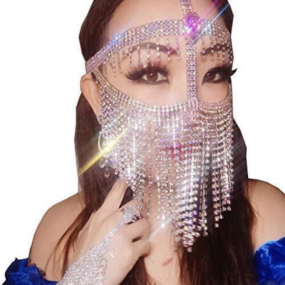 6604 Belly Dance Masquerade Headchain Mask Lady Cosplay Jewelry Rhinestone